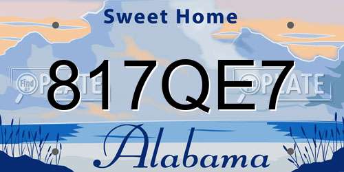 817QE7 Alabama License Plate