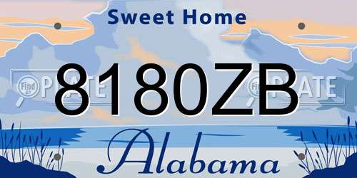 8180ZB Alabama License Plate