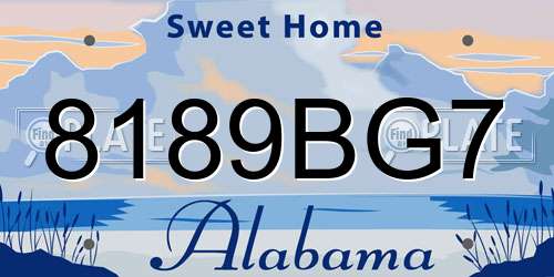 8189BG7 Alabama License Plate
