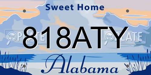 818ATY Alabama License Plate