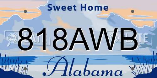 818AWB Alabama License Plate