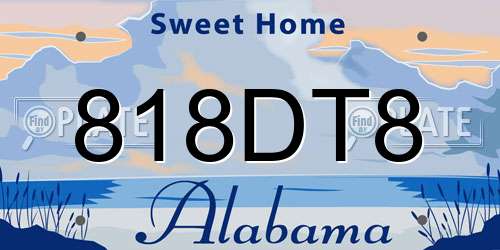 818DT8 Alabama License Plate