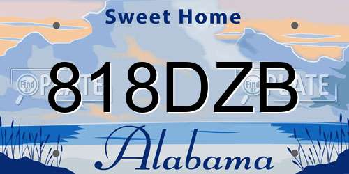 818DZB Alabama License Plate