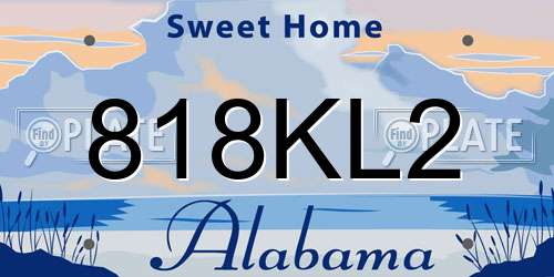 818KL2 Alabama License Plate