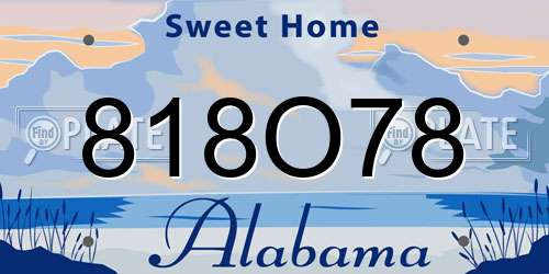 818O78 Alabama License Plate