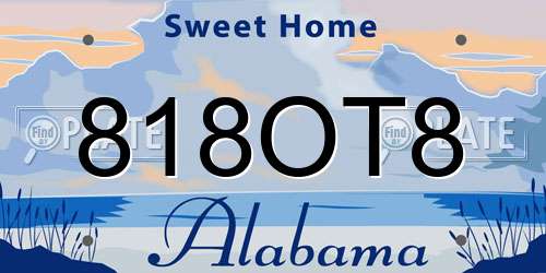 818OT8 Alabama License Plate