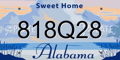 818Q28 Alabama License Plate