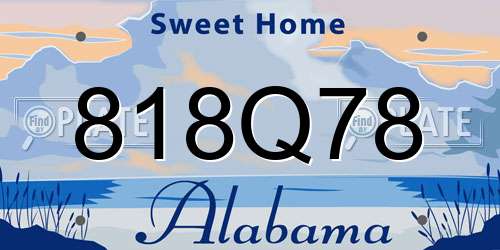 818Q78 Alabama License Plate