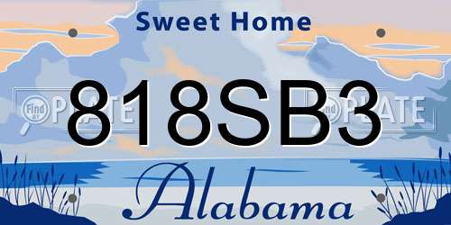 818SB3 Alabama License Plate