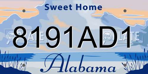 8191AD1 Alabama License Plate
