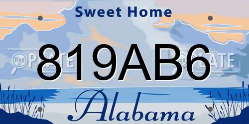 819AB6 Alabama License Plate