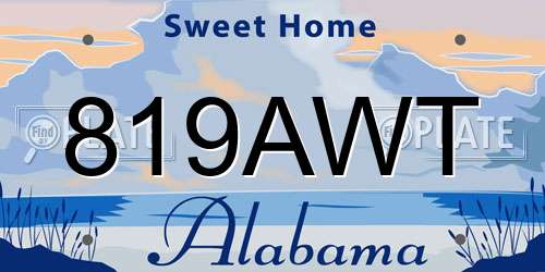 819AWT Alabama License Plate