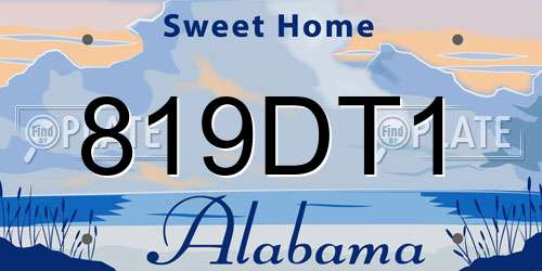 819DT1 Alabama License Plate