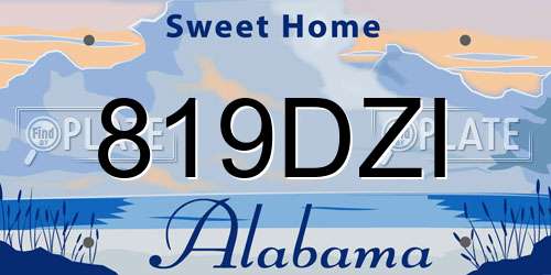 819DZI Alabama License Plate