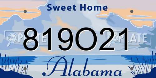 819O21 Alabama License Plate