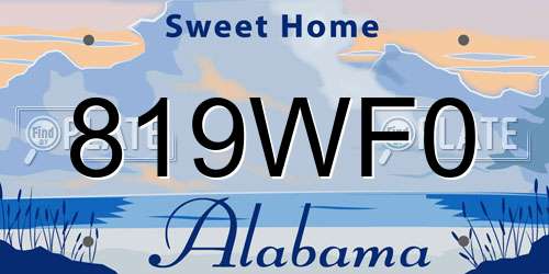 819WF0 Alabama License Plate