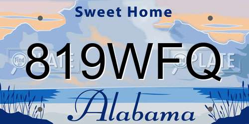 819WFQ Alabama License Plate