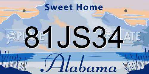 81JS34 Alabama License Plate