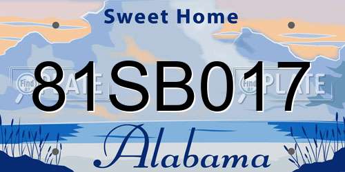 81SB017 Alabama License Plate