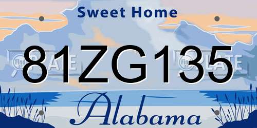 81ZG135 Alabama License Plate