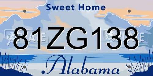 81ZG138 Alabama License Plate