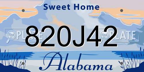 820J42 Alabama License Plate