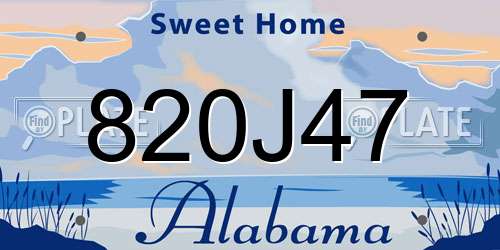 820J47 Alabama License Plate