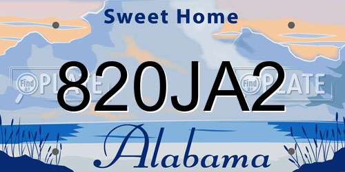 820JA2 Alabama License Plate