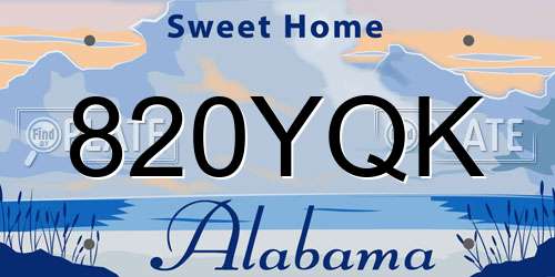 820YQK Alabama License Plate