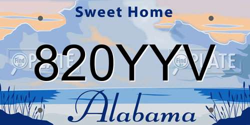 820YYV Alabama License Plate