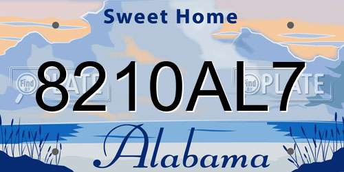 8210AL7 Alabama License Plate