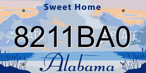 8211BA0 Alabama License Plate