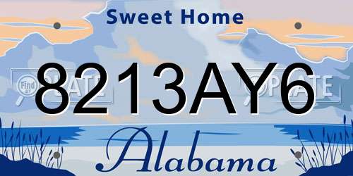 8213AY6 Alabama License Plate