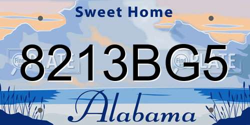 8213BG5 Alabama License Plate
