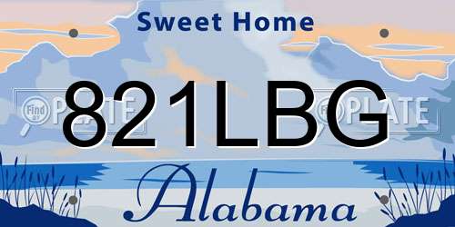 821LBG Alabama License Plate