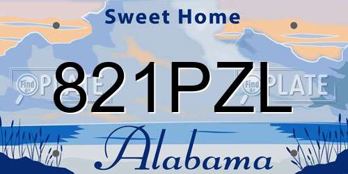 821PZL Alabama License Plate