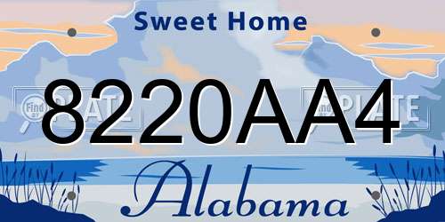 8220AA4 Alabama License Plate