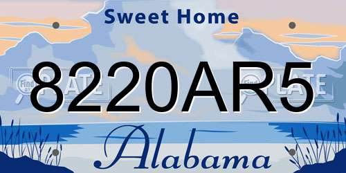8220AR5 Alabama License Plate