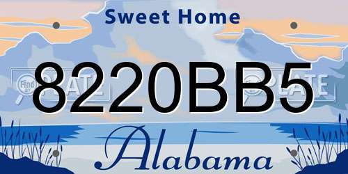 8220BB5 Alabama License Plate
