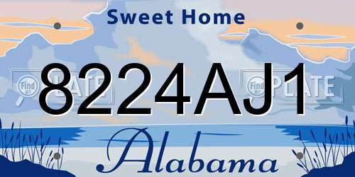 8224AJ1 Alabama License Plate