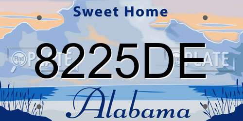 8225DE Alabama License Plate