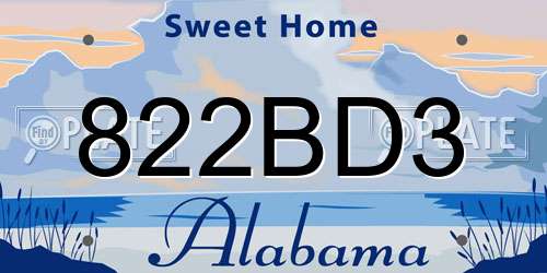 822BD3 Alabama License Plate
