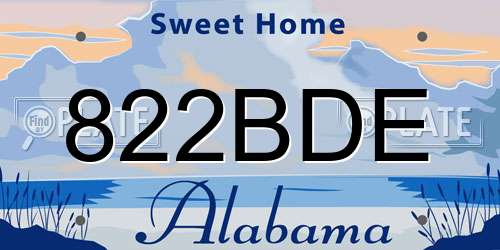 822BDE Alabama License Plate