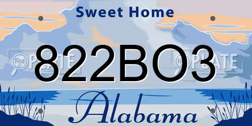 822BO3 Alabama License Plate