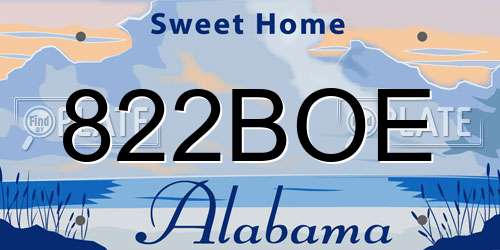822BOE Alabama License Plate