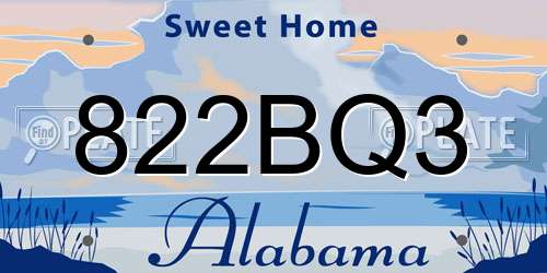822BQ3 Alabama License Plate