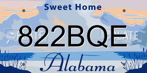 822BQE Alabama License Plate