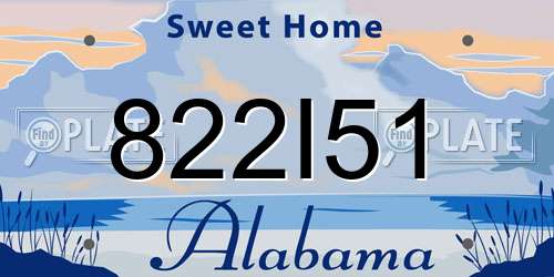 822I51 Alabama License Plate