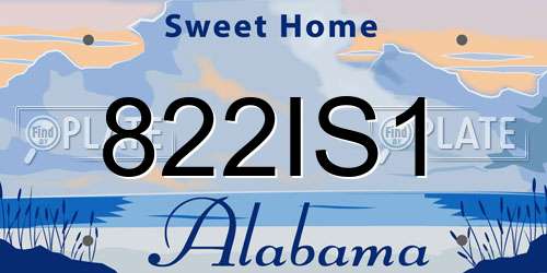822IS1 Alabama License Plate