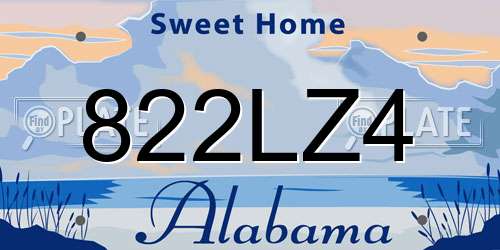 822LZ4 Alabama License Plate